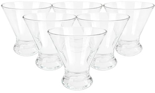 Yalin Vasos de Martini de 9 onzas, vaso de cóctel acrílico sin tallo de base gruesa para margarita, jugo, helado, vasos de bebida reutilizables, apilables, sin BPA, a prueba de roturas, aptos para