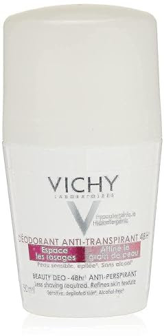 Vichy Dermo-Tolerance Deodorante Roll-On, Per Pelle Sensibile o Depilata, Unisex, Azione Anti-Ricrescita, Efficacia per 48h, Sudorazione Intensa, Pelle più Liscia, 50 ml