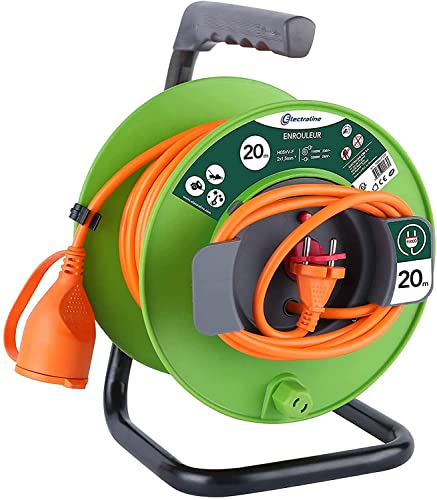 Electraline Kabeltrommel für Gärten, Grün, grün, 20866137F, 20 m