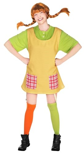 Maskworld Pippi Langstrumpf Kostüm für Erwachsene 4-teilig - offizielle Lizenz Filmkostüm - Faschingskostüm Damen Karneval Verkleidung - M