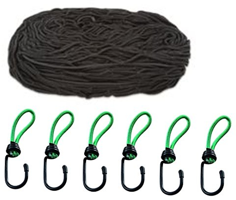 iapyx Anhängernetz, 125 x 210 cm, dehnbar auf 200x 300 cm inkl. Expanderhaken zur Befestigung, (schwarz Plus)