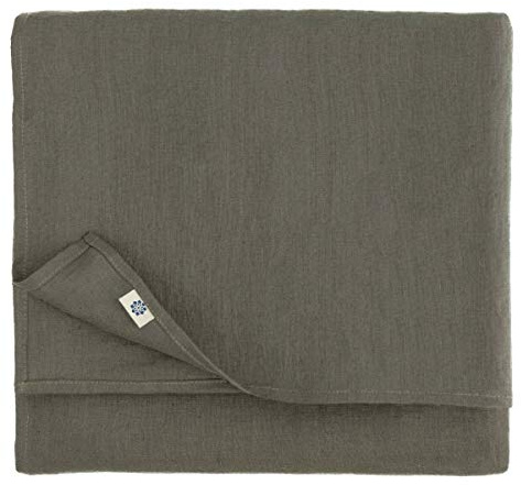 Linen & Cotton Tischdecke Stoff Tischtuch Tischwäsche Hygge 100% Leinen, Grau (140 x 350 cm) Rechteckig Lang für Home Küche Esstisch Cafe Restaurant Hotel Dekoration Party Sommer