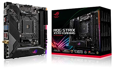 ASUS ROG STRIX X570-I GAMING – Carte mère AMD AM4 X570 mini-ITX (Ryzen 3000, 10 phases d’alimentation, PCIe 4.0, M.2, DDR4, HDMI, DisplayPort, WiFi 6 802.11ax, Intel LAN, USB 3.2, Aura Sync RGB, SATA)