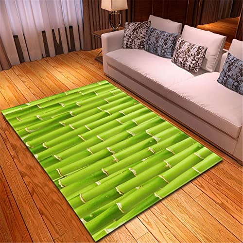 Chickwing Alfombras Salon Modernas Grandes, 3D Estampado Bambú Alfombra Suave Rectángulo Antideslizantes Lavables para Decorativa Habitacion Dormitorio Comedor (Primavera Verde,60x90cm)