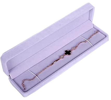 FAYADA Long Velvet Chain Necklace Gift Box,Light purple Bracelet Storage Case, Jewellry Display Box for Wedding, Engagement,Proposal, Birthday and Anniversary