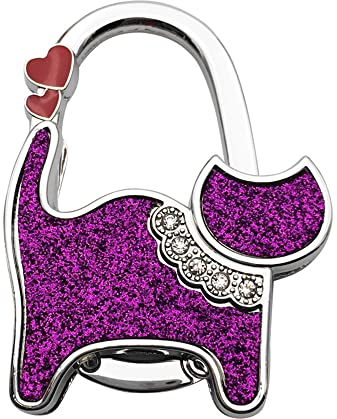 TopHomer Taschenhalter für Tisch, 1Stück Katze Handtaschenhalter Haken Faltbare Taschenhaken Handtaschenhalter für Tisch Handtaschen Halterung Tisch Handtasche Haken für Damen(Violett)