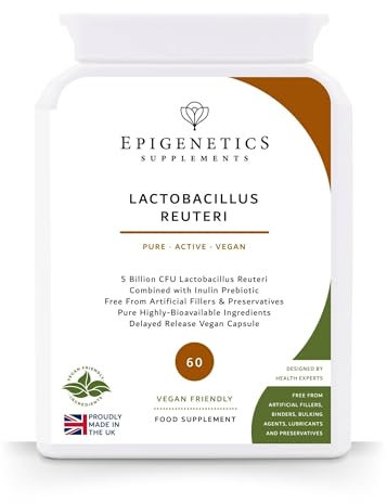 Lactobacillus Reuteri | 5 Billion CFU Probiotics + Chicory Root Prebiotics (Inulin) for Gut Health | 60 Vegan Delayed Release Capsules UK Made | 2 Month Supply