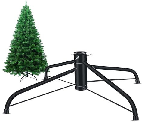 Weihnachtsbaumständer, Faltbarer Christbaumständer (lang 43cm, ø2.2cm) Metall Baumständer Weihnachten mit rutschfeste Gummifüße, Tannenbaumständer für 0.9M - 1.8M Weihnachtsbaum (Dunkelgrün)