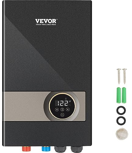 VEVOR Scaldabagno elettrico senza serbatoio, scaldabagno istantaneo da 18 KW, visualizzazione digitale della temperatura e facile installazione e approvvigionamento idrico 24 ore per