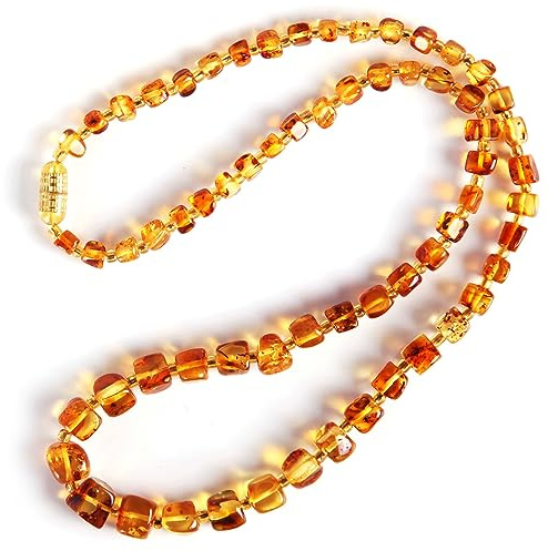 Guptue Natural Baltic Amber necklace Baroque Shape Polished Beads Certified Jewelry