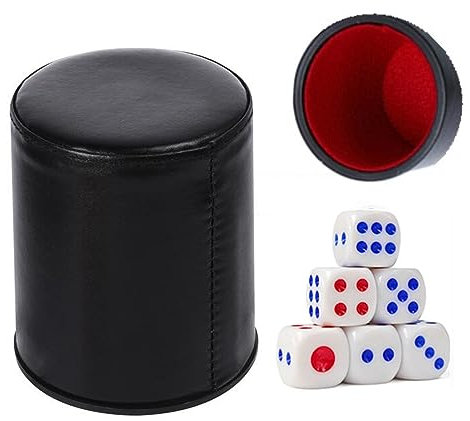 kiskick 13 mm Würfelbecher, geräuschloses Würfelbecher-Set mit Filzfutter, großer Durchmesser für geräuschfreies Spielen, inklusive Würfel für angenehmes Familienspiel, tiefer Würfelbecher, schwarz B