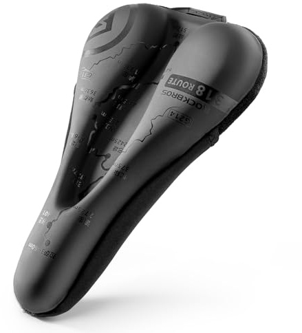 ROCKBROS Bike Seat Cushion, PU Leather Bike Seat Cover for Men Women Comfort, Adjustable Bicycle Seat Cushion with Rain Cover, Slow Rebound Bicycle Seat Cover for Outdoor Indoor Use
