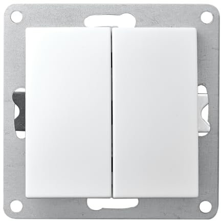 Botón doble | Estilo | Pulsador de empotrar 10A doble pulsador on off 250V con embornamiento a tornillo, blanco mate