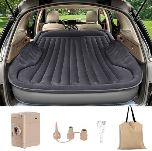 AKUDY Self-Inflating SUV Air Mattress with Built in Electric Pump，car air Mattress with Pillow for Trunk，Portable car Mattress for Travle and Camping, Black
