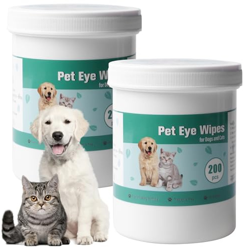 Lot de 2 lingettes nettoyantes polyvalentes pour chiens et chats - Empêche les infections oculaires
