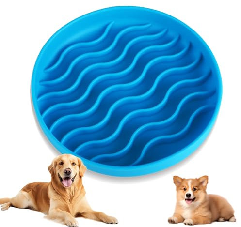 WQDD STANPET Antischlingnapf Katze & Hunde Ø 20 cm – Anti Schling Napf Katze aus Silikon, Slow Feeder Anti-Rutsch Futternapf für gesundes Fressen（Blau）