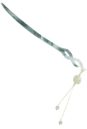 SAFIGLE Épingle à Cheveux avec Pampille Verte en Plastique, Style Chinois Classique, Accessoire Élégant pour Femmes Passionnées de Hanfu Lors D'occasions Spéciales