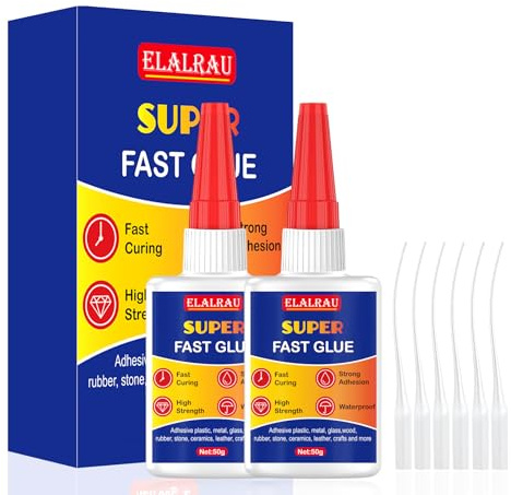 100g Super Colla Extra Forte, ELALRAU trasparente Colla Forte Istantanea, colla attaccatutto forte per Plastica, Ceramica, Vetro, Pietra, resistente all’acqua e al calore