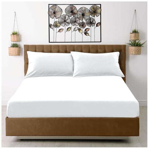 GC GAVENO CAVAILIA Microfiber Super King Fitted Sheet (25cm) Deep Bed Sheets - Breathable, Fade & Wrinkle Resistant - Elasticated Corners - Mattress Bedsheet (182x200cm) - White