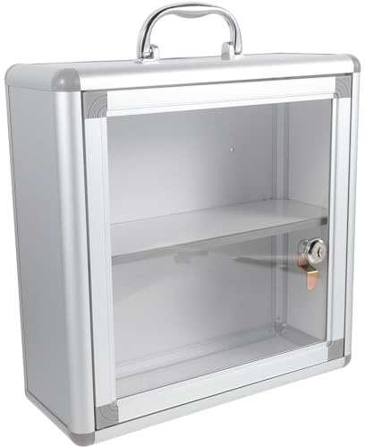 PAMINGONO Trousse Médicale Murale Verrouillable Petite Taille, Boîte de Rangement Solide en Plastique Robuste, Contenant Remède Suspendu au Mur, Usage Domestique et Communautaire, Armoire