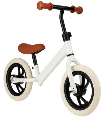 Acomoda Textil – Bicicleta de Equilibrio Infantil sin Pedales con Manillar y Asiento Ajustables para Aprendizaje Temprano, Coordinación y Diversión Segura al Aire Libre y Desarrollo Motor (Blanco)