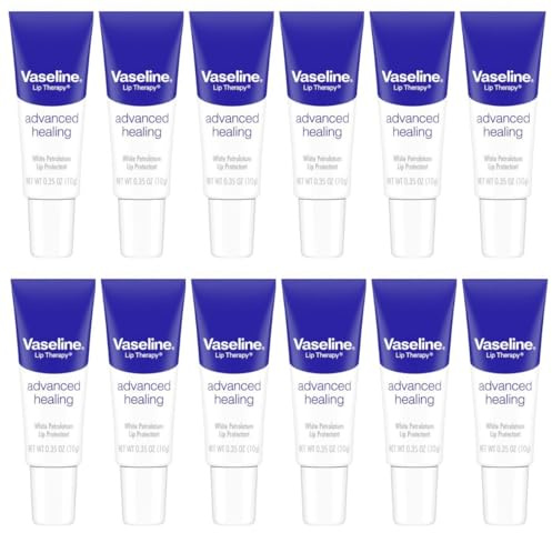 Vaseline Lip Therapy Petroleum Jelly, Advanced Formula 0.35 oz (12 pack)