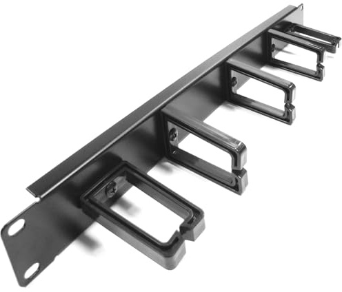 RackMatic - Panel guíacables para armario rack 19 1U con 2+3 anillas para gestión de cables