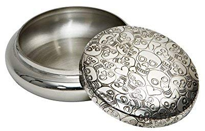 Wentworth Pewter - Boîte à bijoux ronde en étain avec motif tête de mort - Diamètre : 85 mm - Hauteur : 35 mm