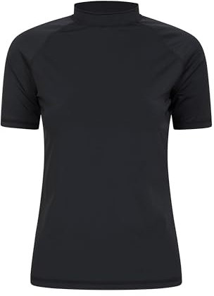 Mountain Warehouse Kurzärmeliges Badeshirt mit UV-Schutz für Damen - LSF50+, schnelltrocknendes Rash Guard, Flache Nähte - Für Schwimmen, Strand - unter Neoprenanzug Schwarz Damengröße EU 46