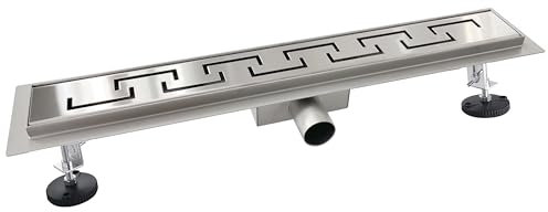 Aica Caniveau de Douche Italienne en Acier Inoxydable avec Siphon Sol D'évacuation Argenté Rectangle 90 cm Modèle E/C - Pose à Plat