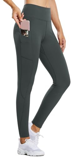 BALEAF Termoleggings, dam, vinterleggings, hög midja, sportleggings med fickor, leggings, yogabyxor av fleece, vinterbyxor är vattentäta