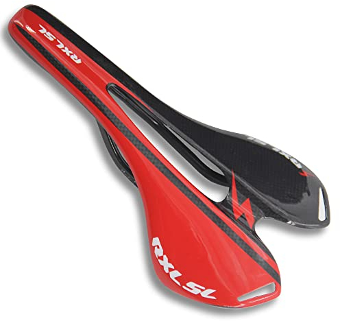 Carbon Fiber Road Bike seat Saddle RXL SL Carbon MTB Bike seat MTB Seats for Men Saddle Carbon Saddle Road Bike MTB Gravel,BXM,Downhill Bike,Fixie Bike seat Hybrid red 3K Glossy