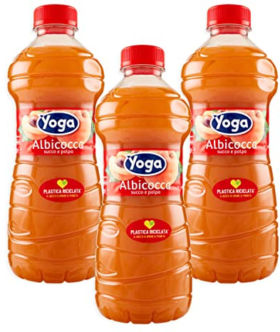 3X Yoga Succo di Frutta e Polpa al Gusto di Albicocca Italiana 1L [3 Bottiglie]