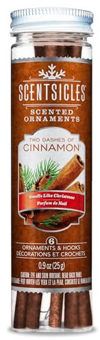 Scentsicles Due gocce di cannella profumate ornamenti con ganci – bustina di potpourri, 6 bastoncini in 1 bottiglia