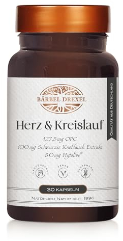 Herz & Kreislauf Kapseln mit OPC, schwarzer Knoblauch Extrakt, Olivenfruchtextrakt (30 Stk) Nur Natürliche Inhaltsstoffe Naturheilkunde BÄRBEL DREXEL®