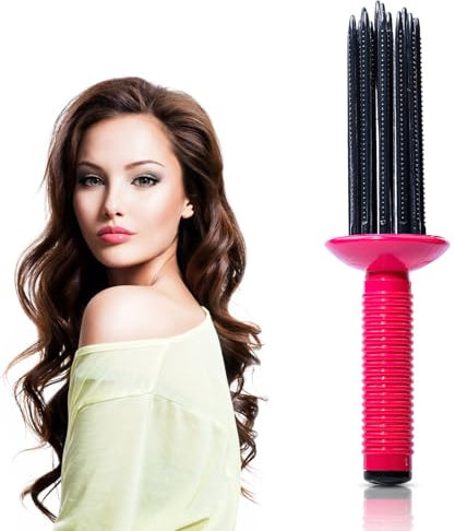 Curling Roll Comb, Hair Curler Hair Fluffy, Curl Defining Brush, 17 Teeth Round Curly Hair Comb Styler, Styling Brush for Curly Hair Styling, Anti-Slip Curling Iron Hairstyling Tools for Women