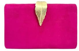 MODELISA - Bolso Clutch Cartera De Mano Hoja Cadena Hombro Fiesta Noche Boda Evento Novia Mujer (Fucsia)