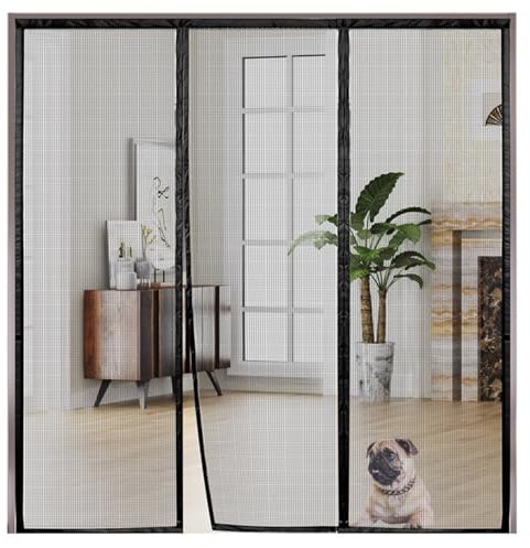 Magnetic Mosquito Net 200x260cm Anti Insect Mosquito Net Bed Free Punch Doors for Balconies, French Doors Black