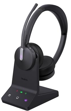 Yealink WH64 Dual Teams Headset inkl. Basisstation - Optimiert für Microsoft Teams, Zwei-Ohr-Design, Geräuschunterdrückung, USB-Verbindung