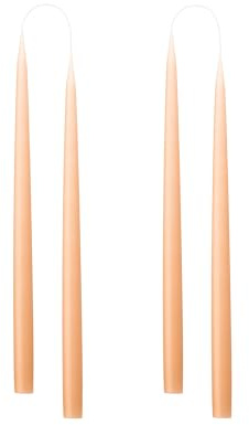 Kunstindustrien® Tapered Candles, Made in Denmark, 42 Colours Available, Dripless & Smokeless Dinner Candles, Solid Candles Long Burning 15 Hours, Unscented Candle Gift Set, 4pcs. 2.2 x 35cm (Peach)