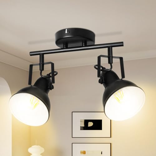 Unikcst Deckenstrahler 2 Flammig E27 Deckenlampe Schwarz-weiß