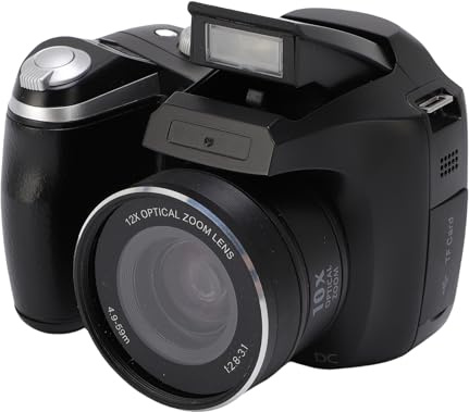 Annadue Cámara DSLR 4K 60MP con Sensor CMOS, 12x Cámara Digital de Zoom óptico, Flash LED, Pantalla HD, Batería Adicional, para la Fotografía de Paisajes de Retrato de Viaje (Black)
