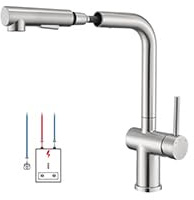 BONADE Niederdruck Armatur Küche, 3 Wege Wasserhahn Küche, 360° Drehbar Niederdruck Küchenarmatur mit Brause Ausziehbar Mischbatterie Küche Spültischarmatur für Boiler, Gebürstet