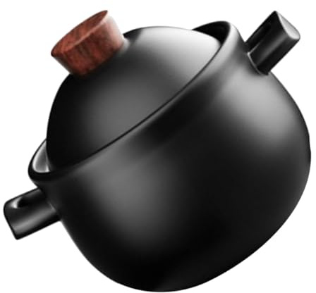 Zerodeko Cazuela de Cerámica para Estofado y Sopa 1.8l, Olla Doméstica para Cocina a Gas Resistente al Calor, Olla de Barro Casera para Guisos y Cocción Lenta en Hogar