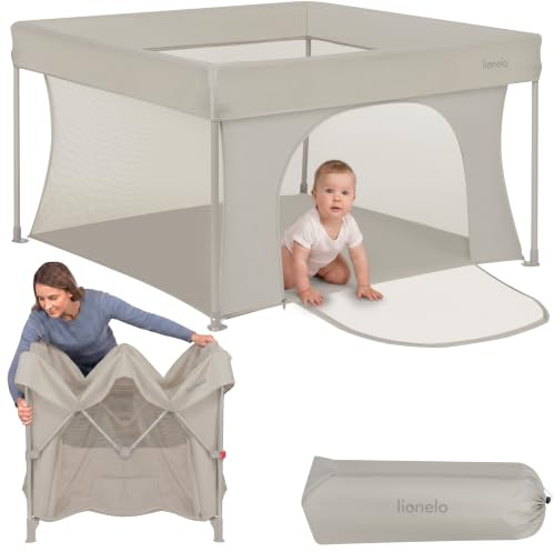 Lionelo Paco Laufstall Baby Faltbar 111 x 111 cm, Kompakter Laufgitter