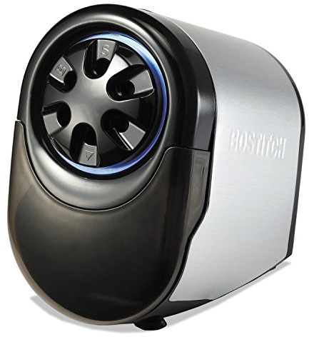 Bostitch Office QuietSharp Electric Pencil Sharpener, Heavy Duty Classroom or Office Use, Size Selector with 6 Different Sizes, Silver/Black