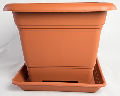 Pflanzkübel NORA 40 cm mit passendem Untersetzer NORA Terracotta