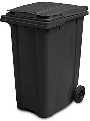 Yellowshield 360 Litre Wheelie Bin - Grey, Larger Household Size - EN 840 standard, Largest 2 Wheeled Bin Available Size 585 (w) x 880 (d) x 1264 (h) mm