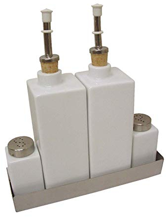Juego ACEITERA VINAGRERA Sal SALERO Pimienta PIMENTERO Porcelana Blanco