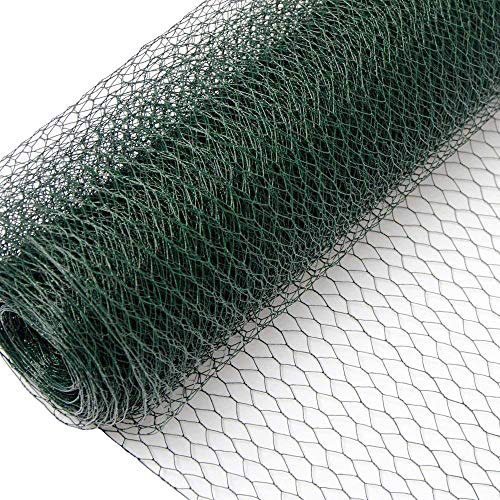 Niederberg Metall 25m x 1m Maschendrahtzaun Grün - 13x13 PVC Drahtgitter Zaun - Hasendraht Verzinkt